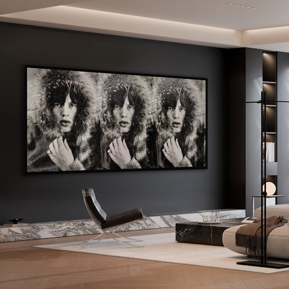 Mick Jagger Triptych, 2023 Stones White