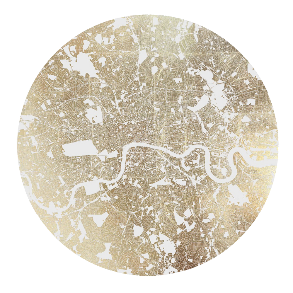 Mappa Mundi London (White On Gold)