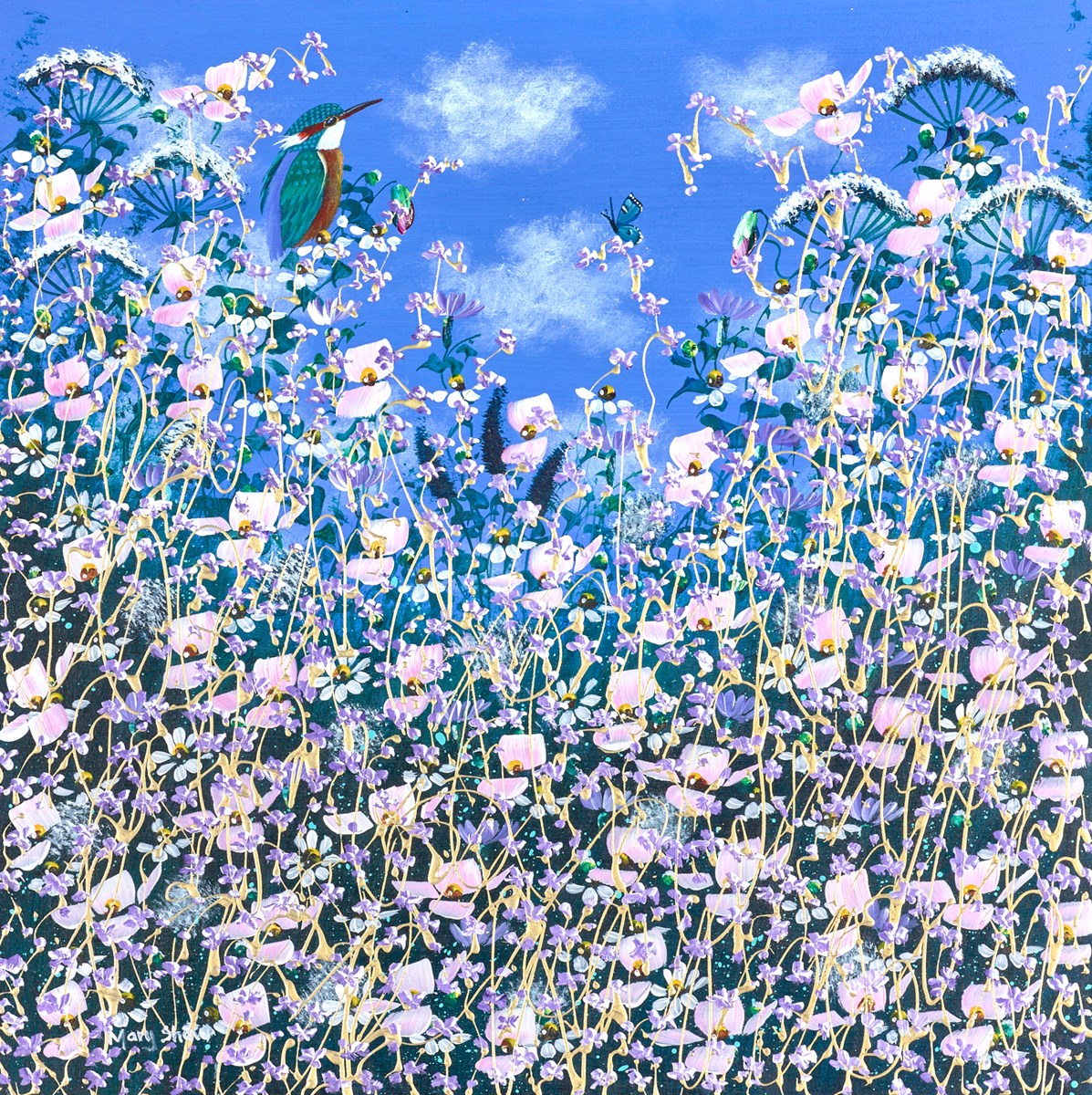 Kingfisher and Florals VI