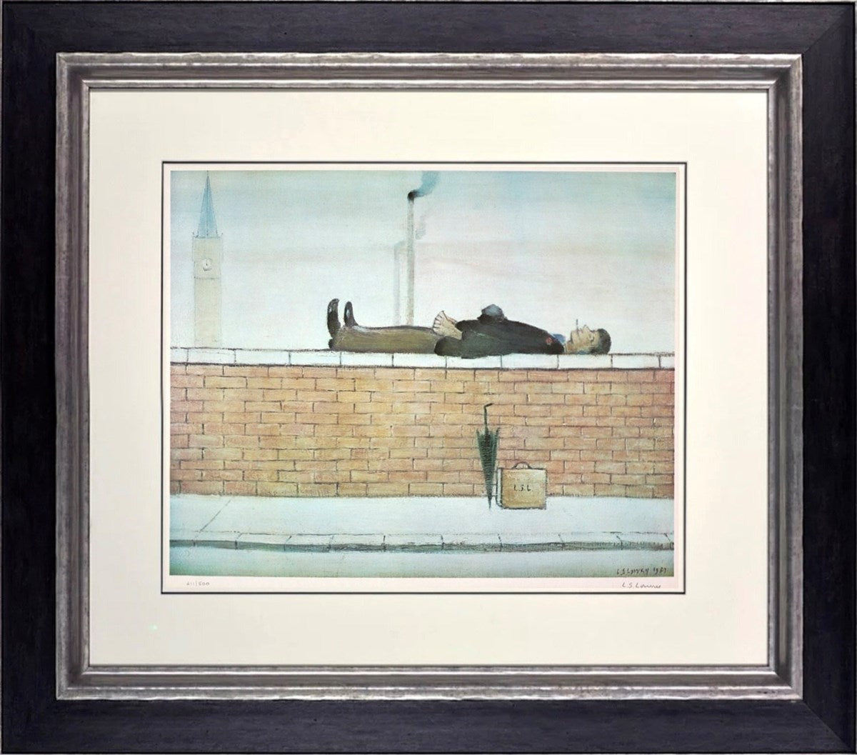 Man Lying on a Wall (Framed)