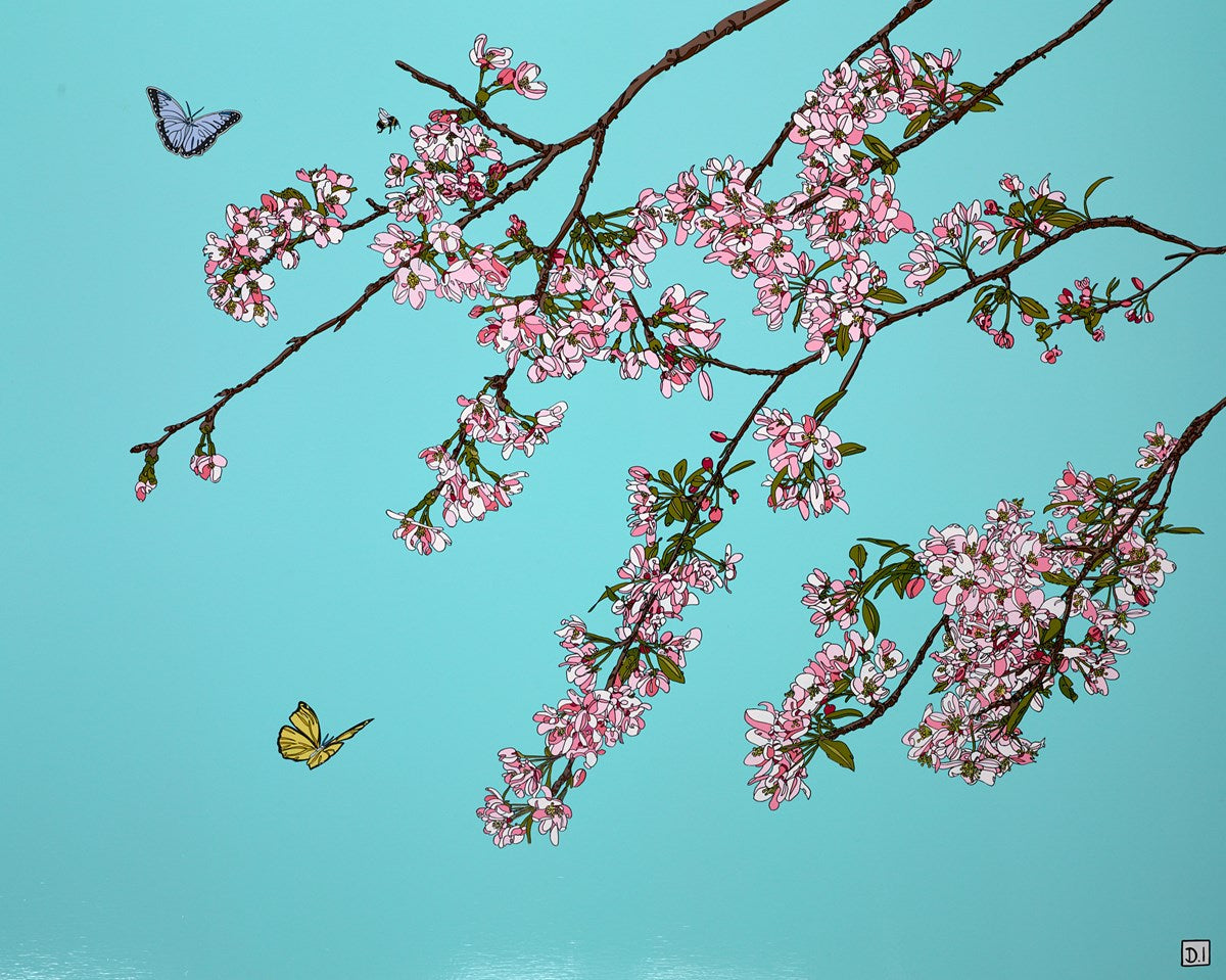 Cherry Blossom On Turquoise