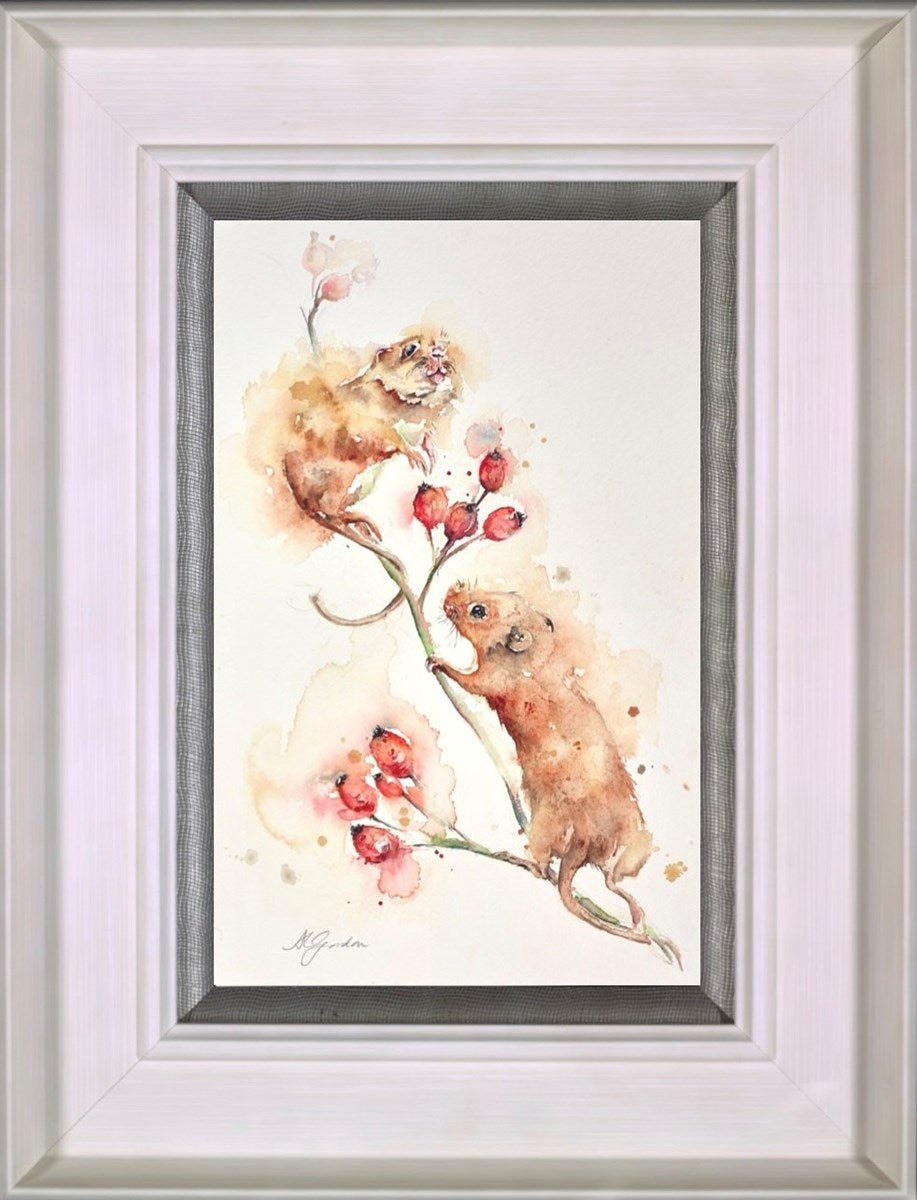 Harvesting Rosehips- Mice (Framed)