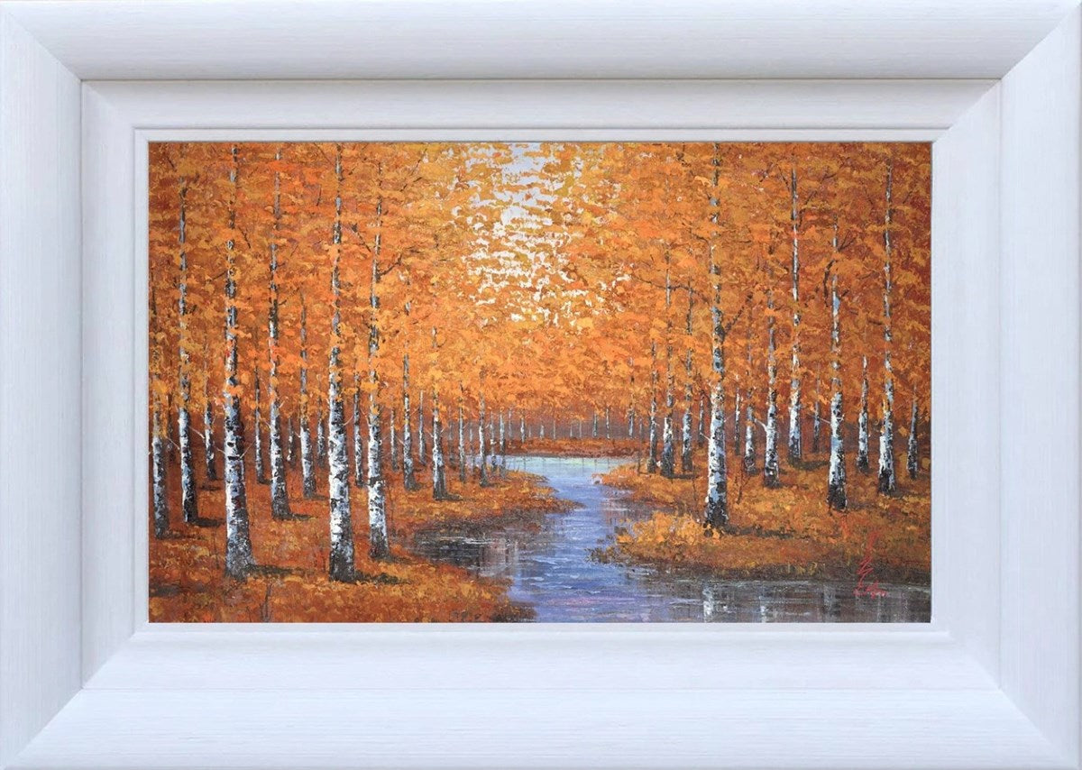 A Golden Forest Stream (Framed)