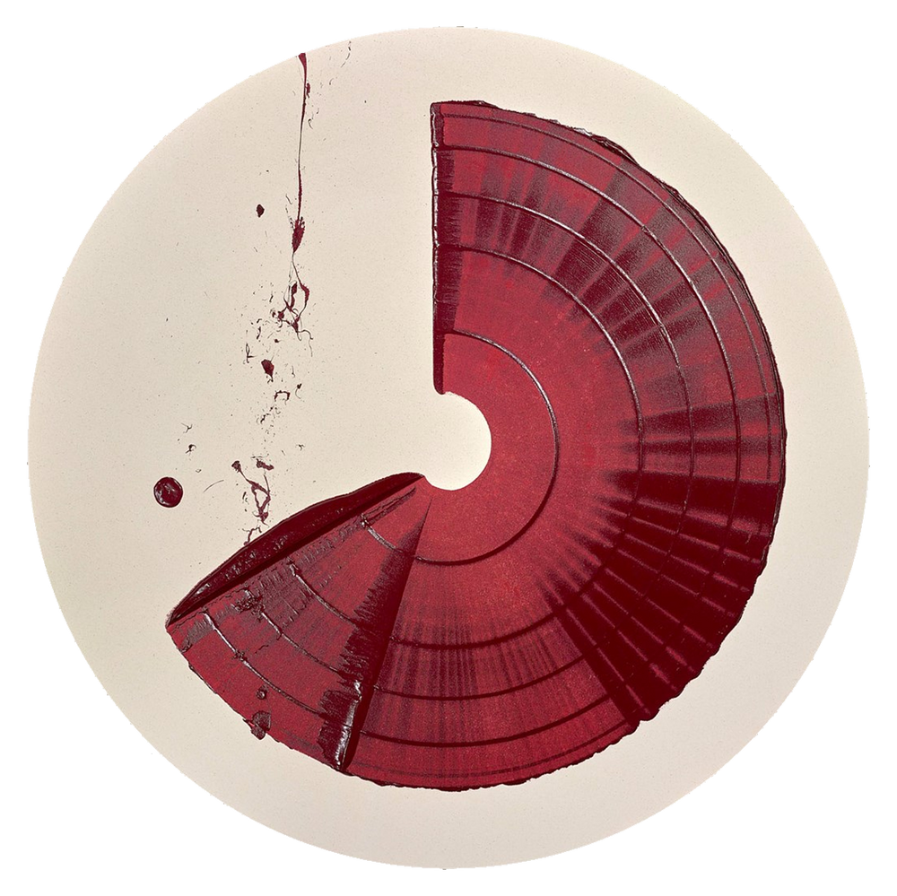 Large Brushstroke Circle Crimson