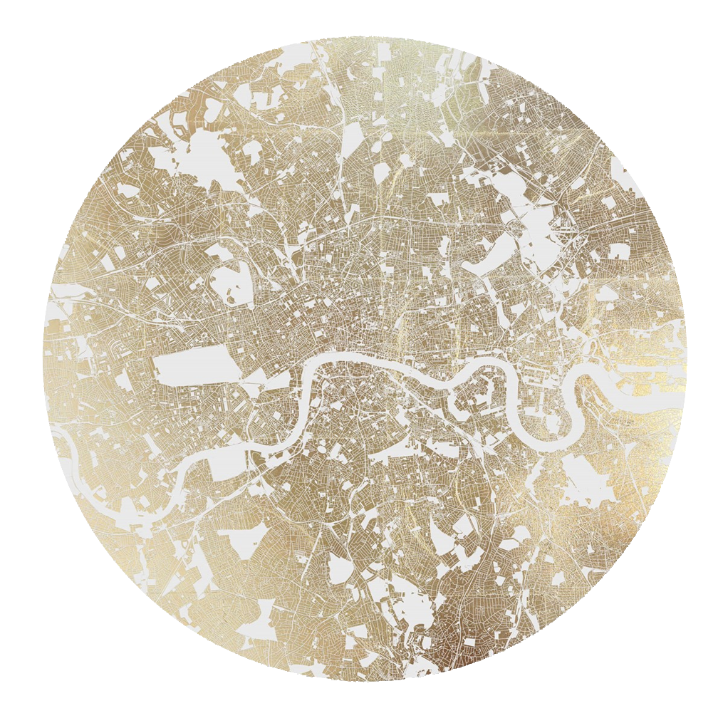 Mappa Mundi London (White On Gold)