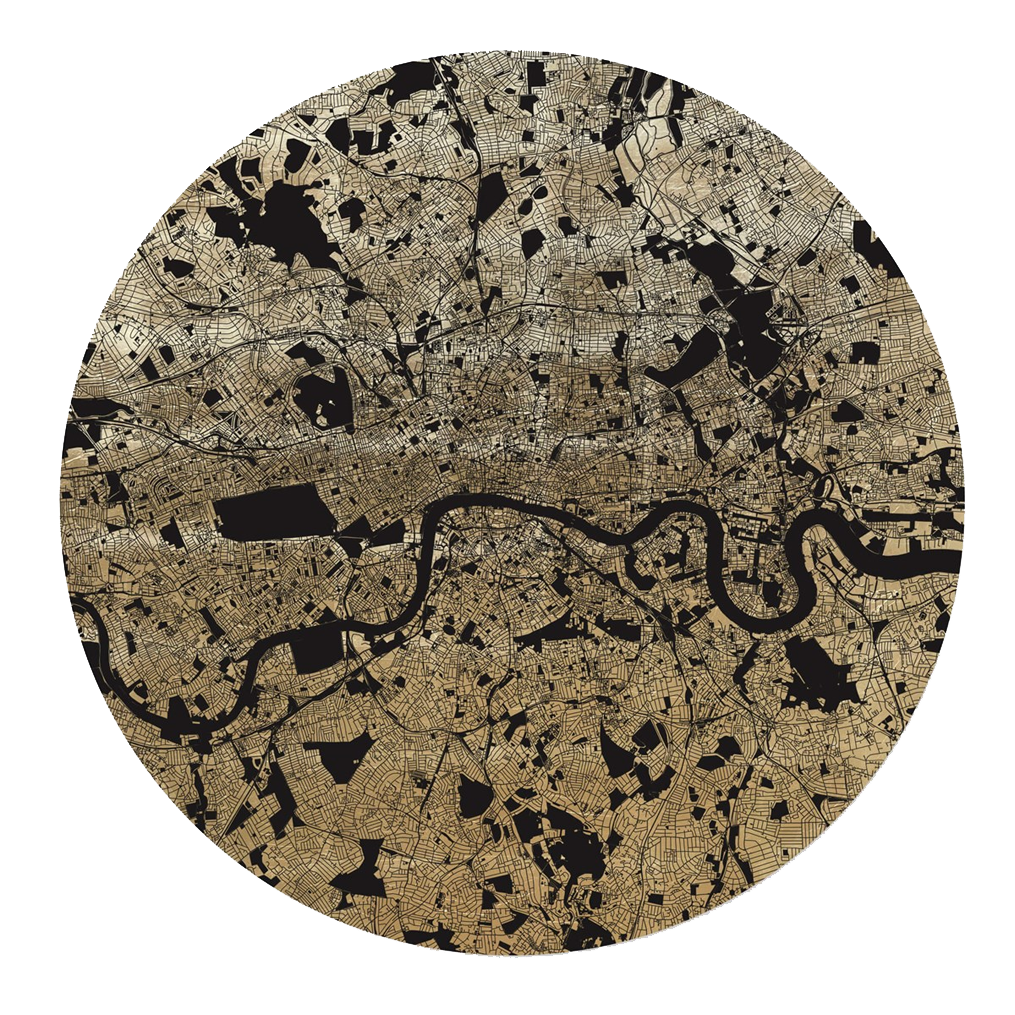 Mappa Mundi London (Black On Gold)