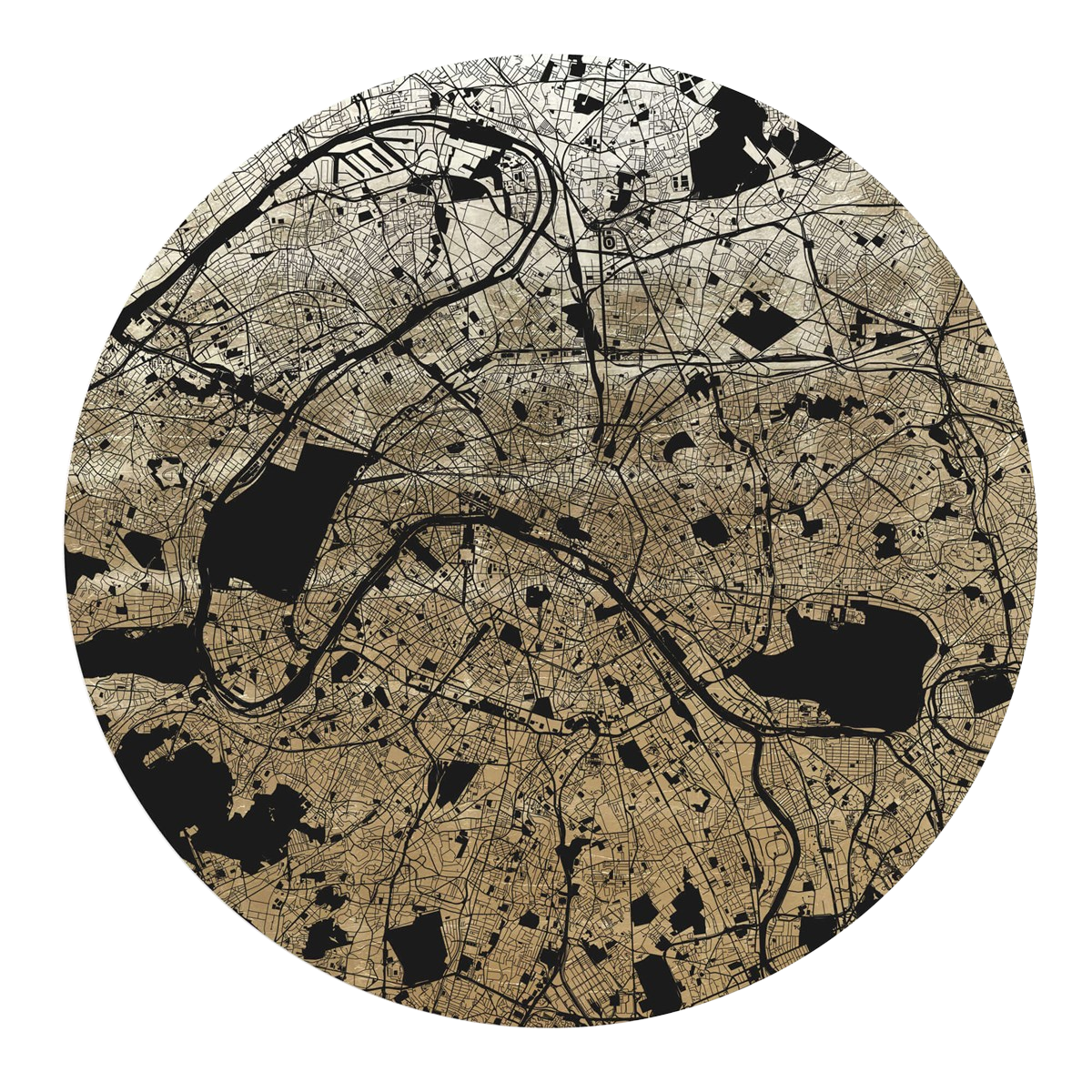 Mappa Mundi Paris (Black On Gold)