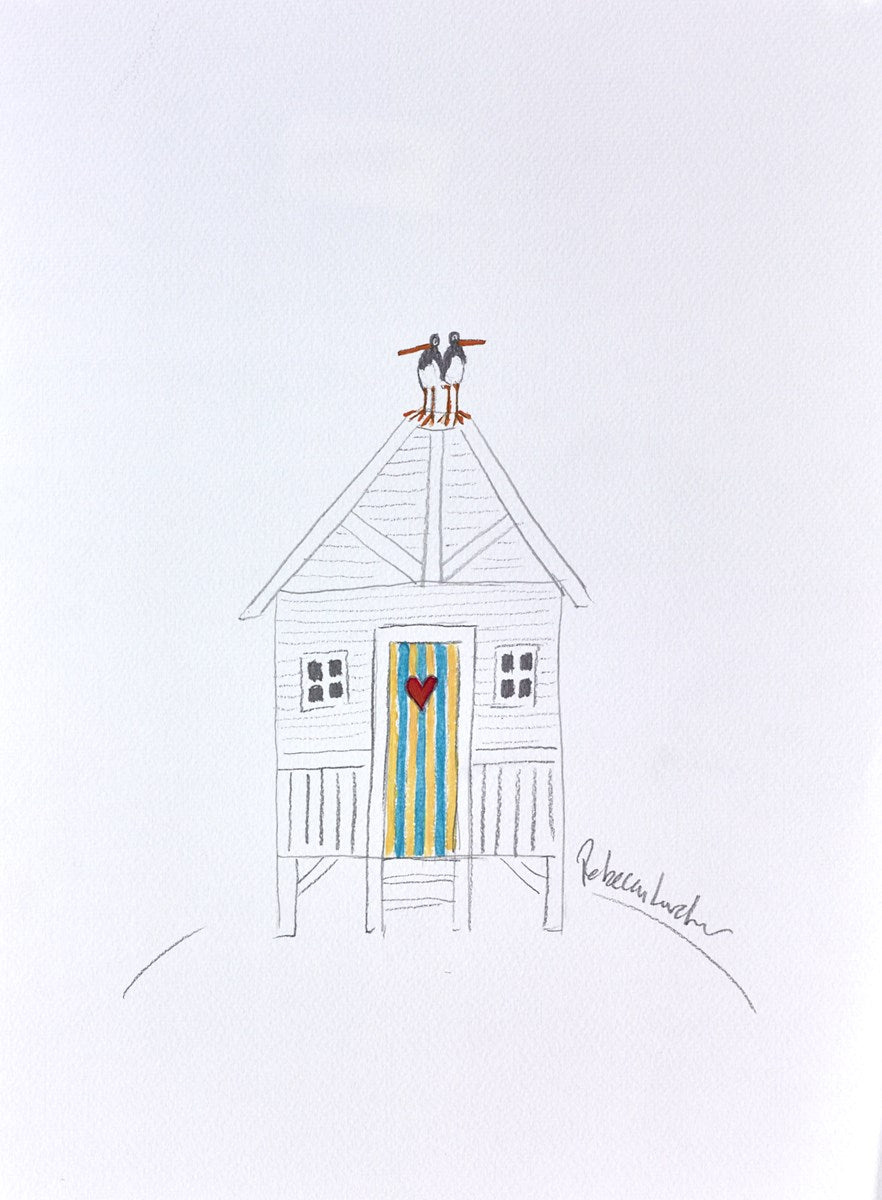 Seagulls on a Beach Hut (sketch)