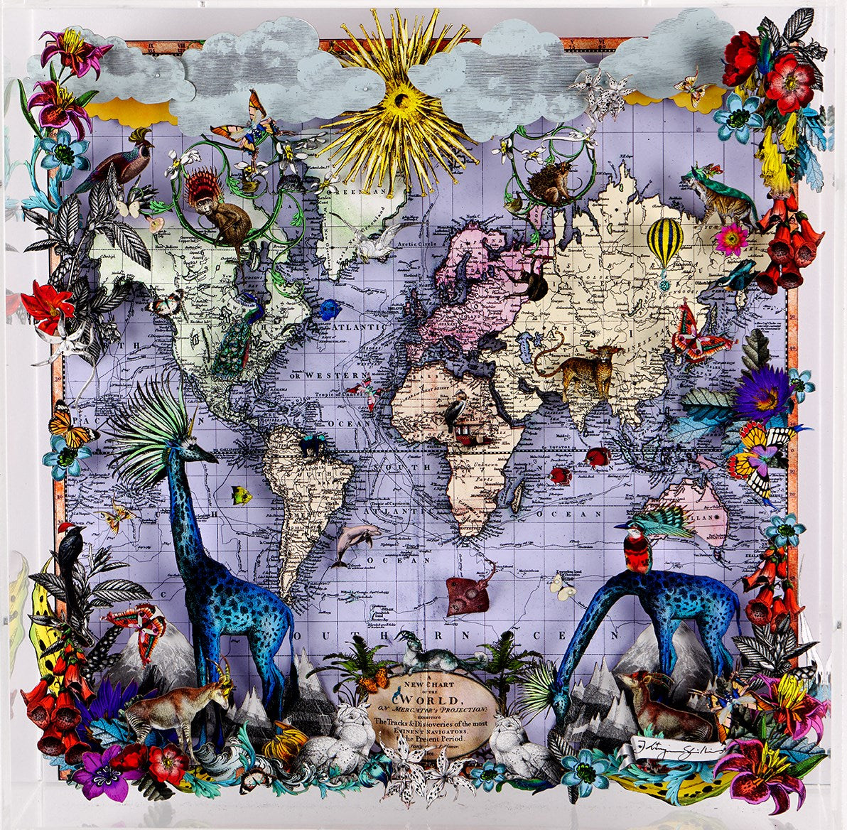 Navigators Floating Map - Giraffe Discoveries of the world
