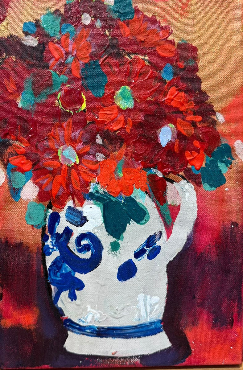 Dahlias in My Earthenware Jug