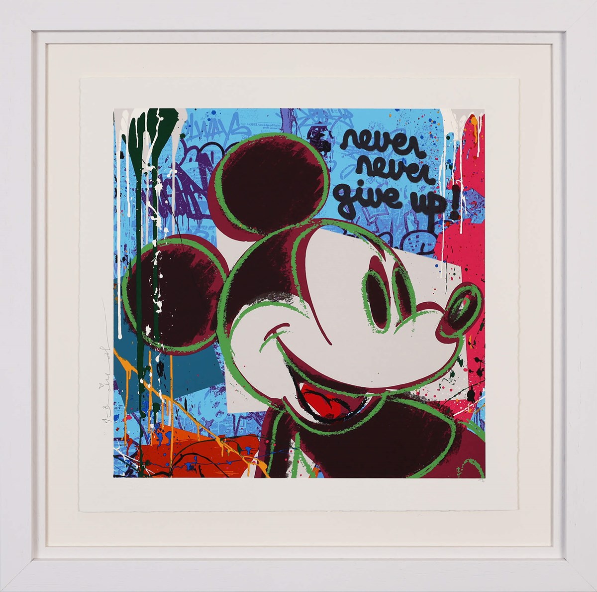 Bright Shades of Mickey - Never, Never Give Up (Framed)