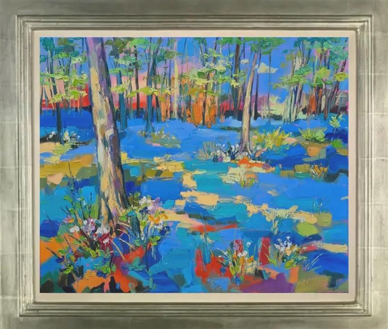 Dappled Sunlight on Bluebells, Dalkeith (Framed)