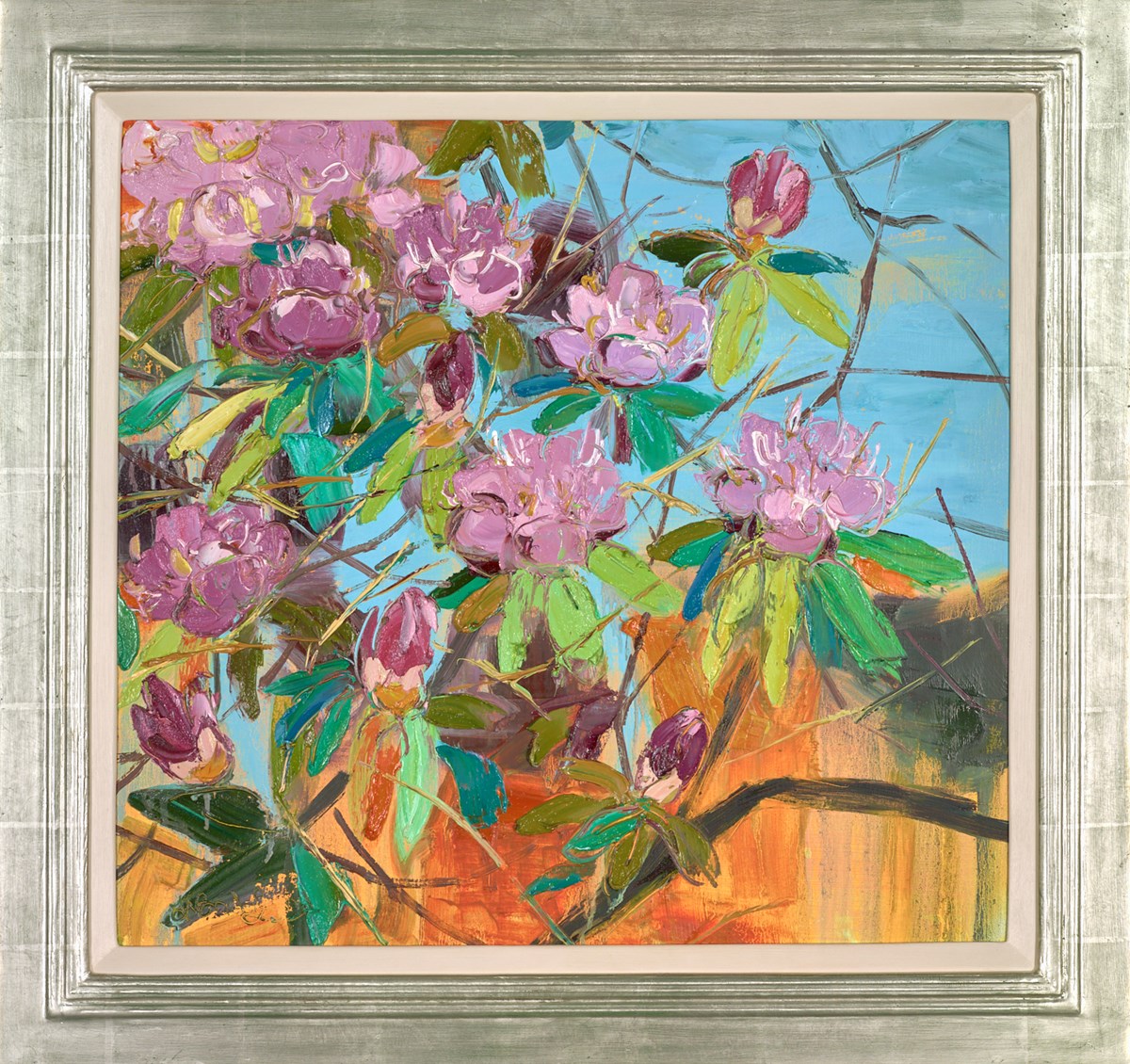 Purple Rhododendrons against Summer Sky