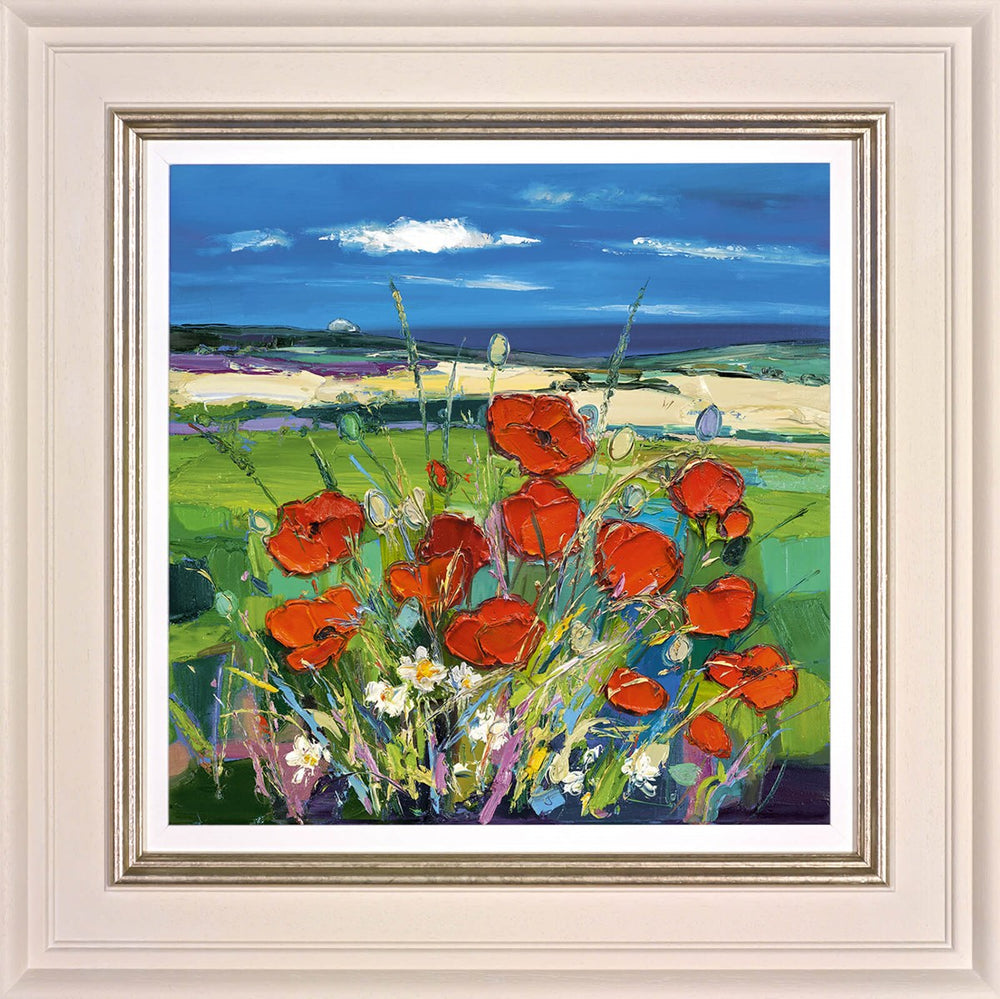 Poppies with a Glimpse ​of the Sea (Framed)