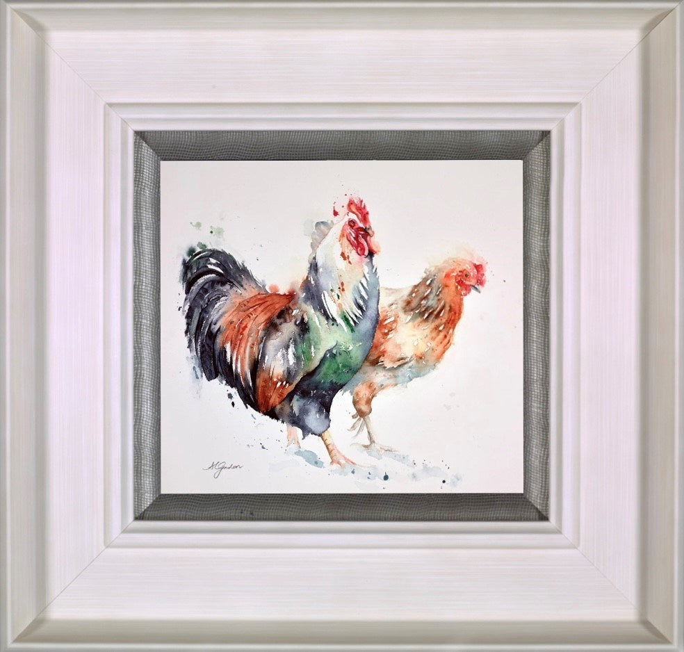 Stepping Out Together - Chicken Couple (Framed)