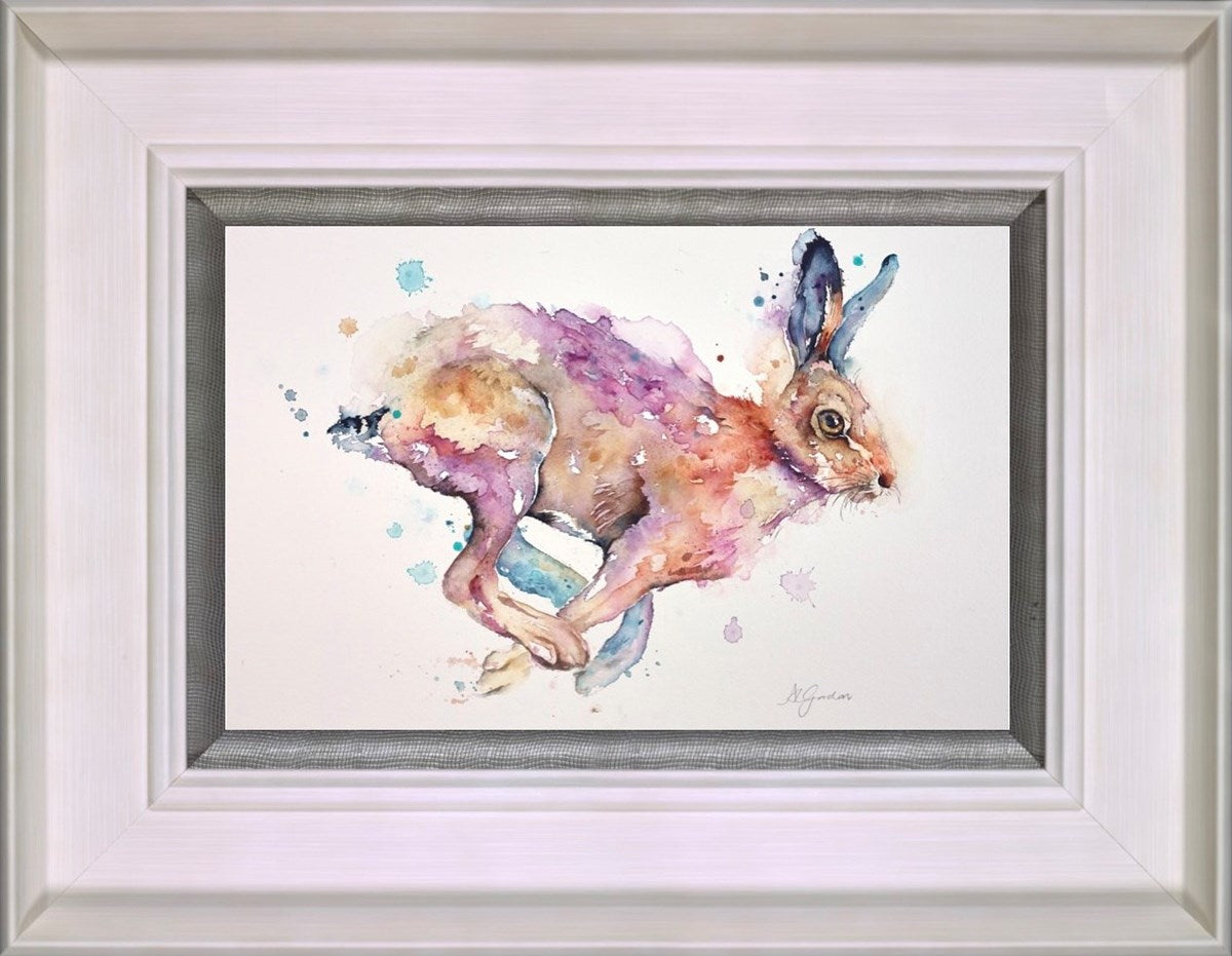 Haring Home- Racing Hare (Framed)