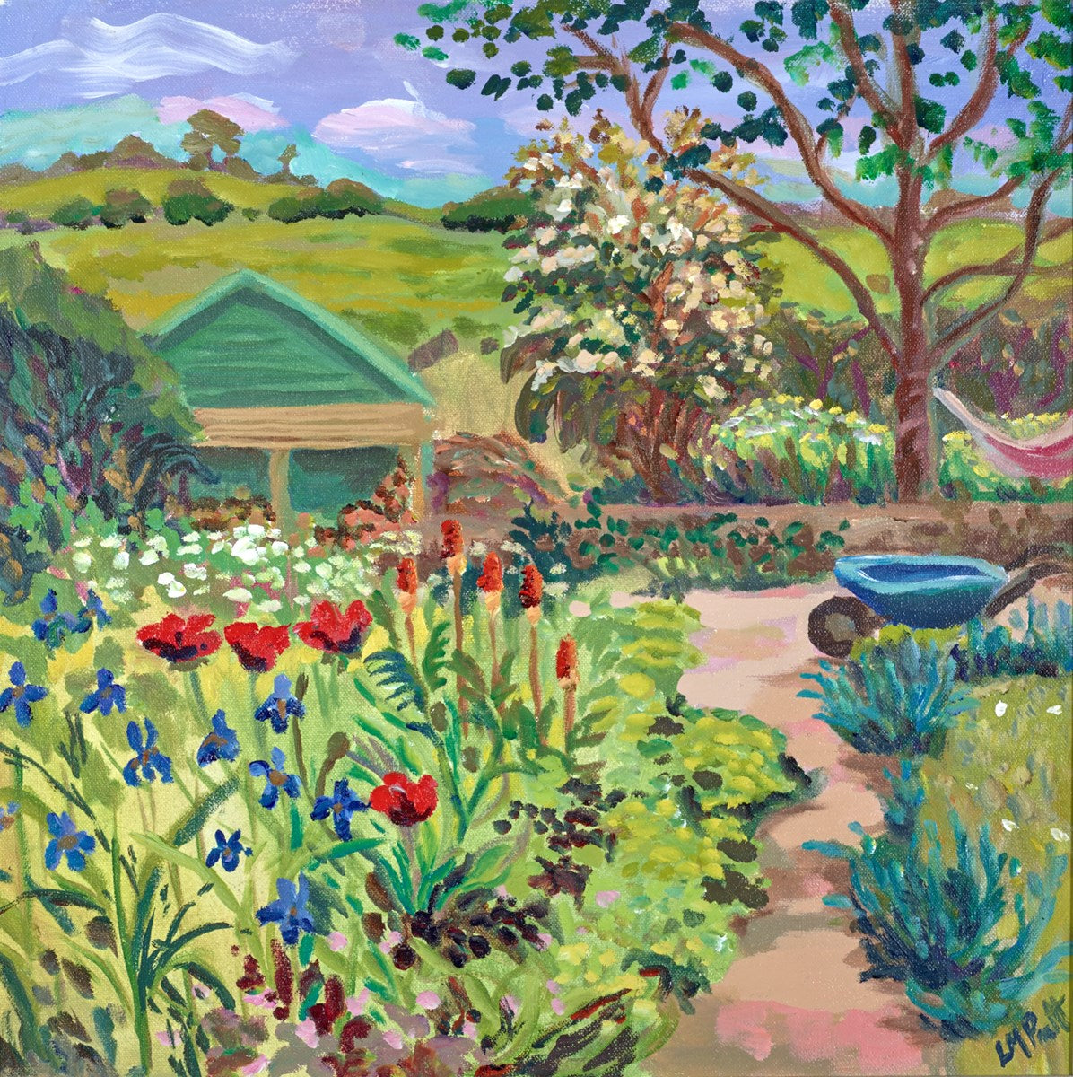 Blue Barrow in the Garden