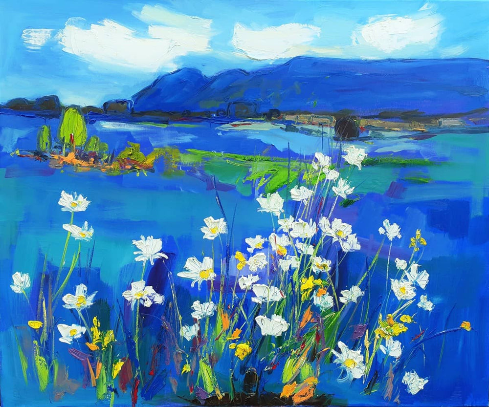 Campsie Fells with White Daisies