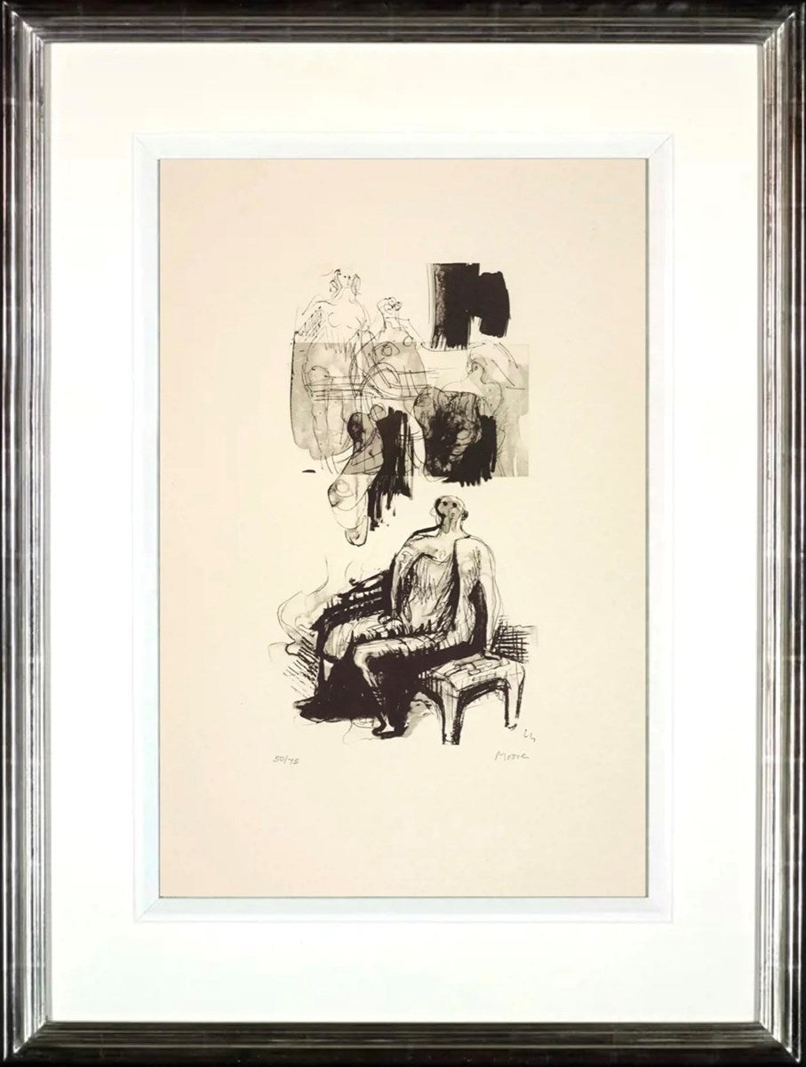 Woman Seated on Fireside Stool, 1973 (Framed)