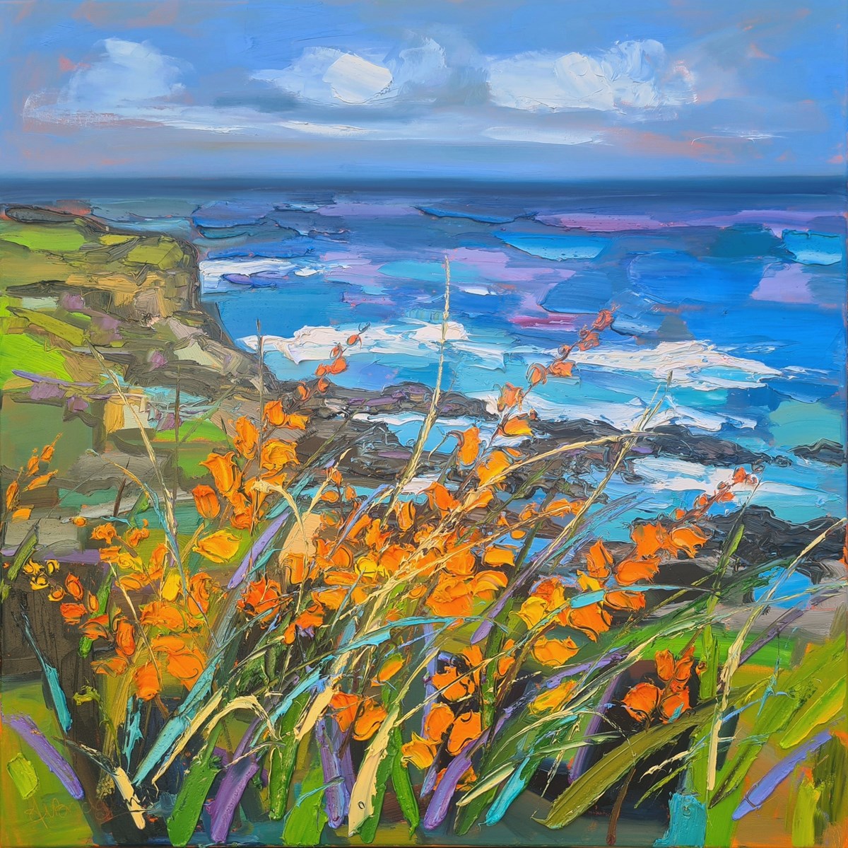 Rocky Coast with Montbretia