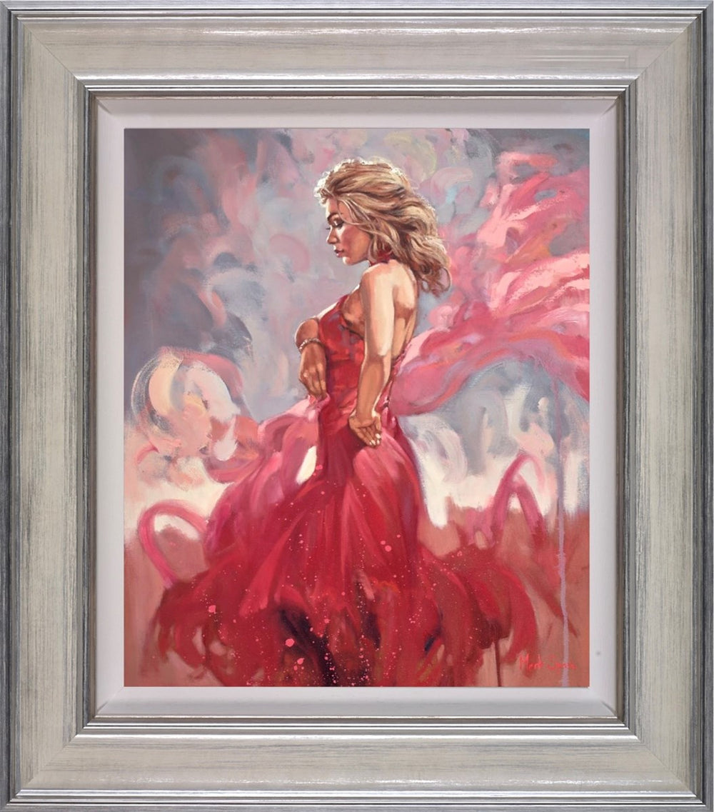 Red Flamenco with Pink Shawl (Framed)